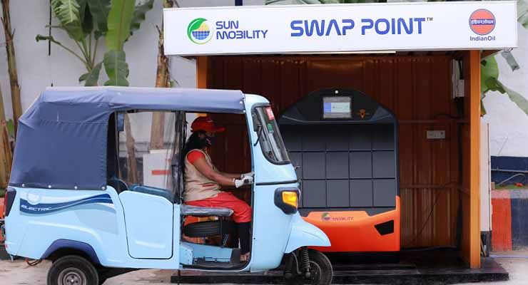 SUN Mobility electric three-wheelers